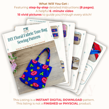 Floral Mini Tote Bag Sewing Pattern – Reversible Fabric Bag PDF Tutorial for Beginners - Hand Trendy