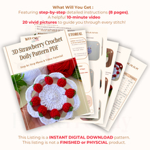 3D Strawberry Crochet Doily Pattern PDF, Unique Fruit-Themed Table Decor