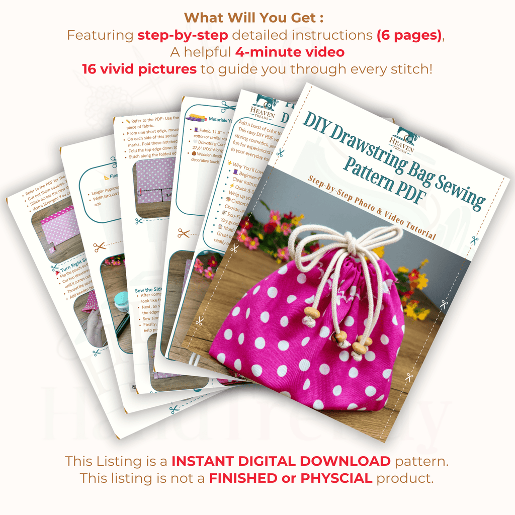 Drawstring Bag Instructions.pdf DIY Drawstring Bag Sewing Pattern PDF, Small Fabric Gift Bag Tutorial ...