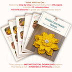 Crochet Lotus Flower Pattern PDF – 3D Layered Floral Appliqué Tutorial – Handmade Crochet Brooch or Hair Accessory - Hand Trendy
