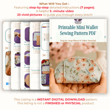 Printable Mini Wallet Sewing Pattern PDF – Small Zipper Pouch Pattern for Coin Purse - Hand Trendy