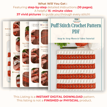 Puff Stitch Crochet Pattern PDF For Blankets, Vests, Cardigans, Pillow Covers - Hand Trendy