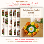 Tulip Coaster Crochet Pattern – Colorful Flower Doily PDF - Spring Floral Table Decor - Hand Trendy