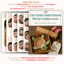 Cute Turtle Coaster Pattern PDF for Crochet Lovers, DIY Amigurumi Turtle Cup Holder Digital Download