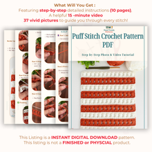 Puff Stitch Crochet Pattern PDF For Blankets, Vests, Cardigans, Pillow Covers