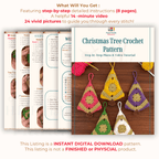 Christmas Tree Crochet Pattern PDF – Mini Holiday Ornament Tutorial – Handmade Crochet Xmas Decoration - Hand Trendy
