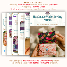 Handmade Wallet Sewing Pattern, Digital Download DIY Fabric Card Holder