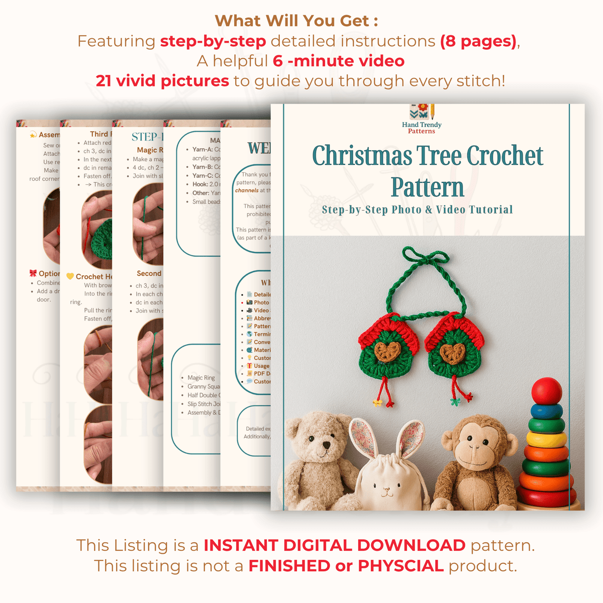 Crochet Heart House Ornament Pattern PDF – Handmade Door Hanging Tutorial – Holiday Crochet Wall Decoration - Hand Trendy