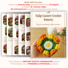 Tulip Coaster Crochet Pattern – Colorful Flower Doily PDF - Spring Floral Table Decor