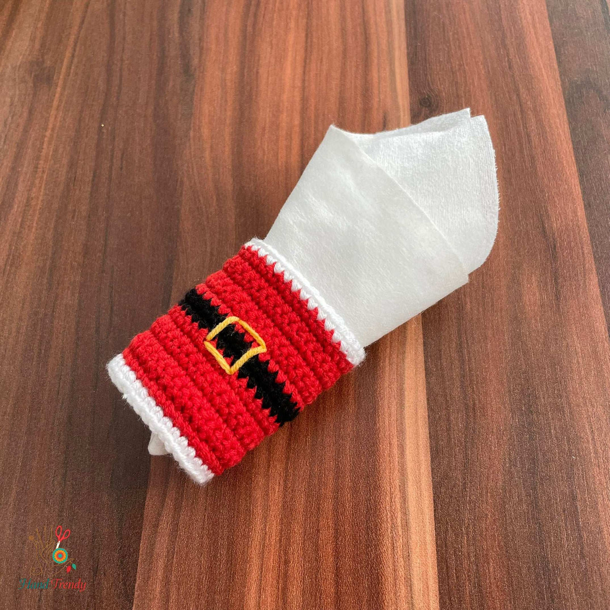 Santa Napkin Ring Crochet Pattern PDF For Christmas Table Setting - Hand Trendy