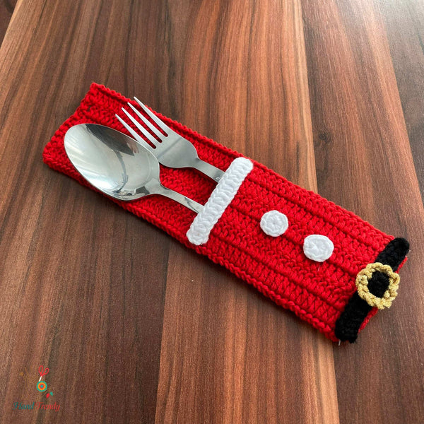 Santa Cutlery Holder Crochet Pattern PDF For Christmas Table Decor - Hand Trendy