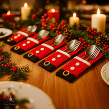 Santa Cutlery Holder Crochet Pattern PDF For Christmas Table Decor - Hand Trendy