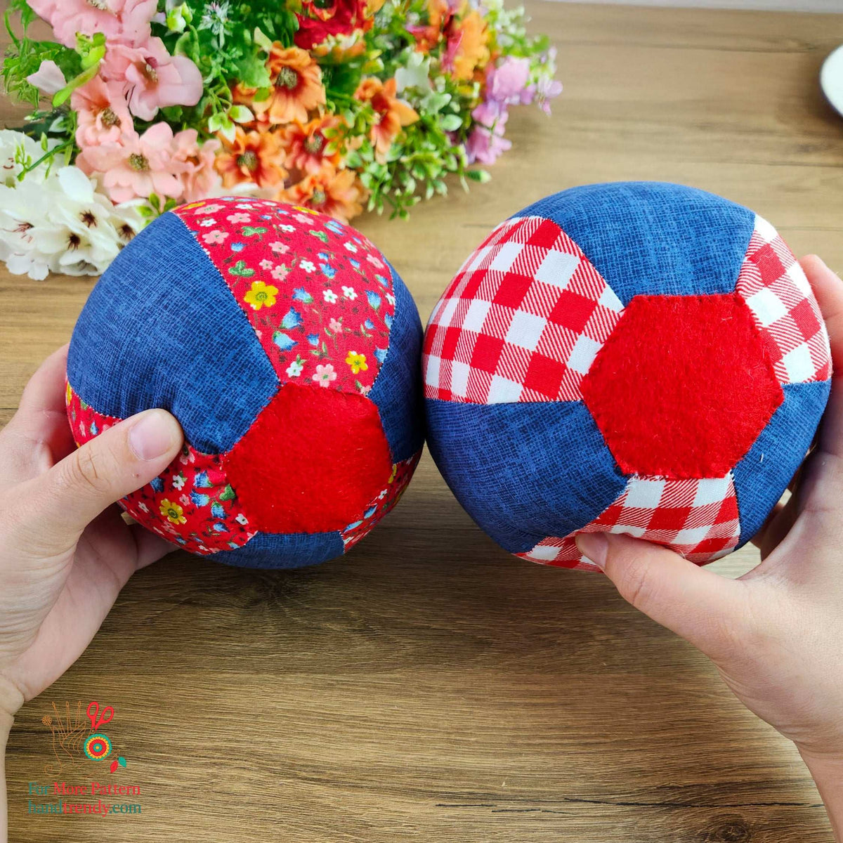 Soft Fabric Ball Sewing Pattern – Patchwork Baby Toy PDF Tutorial for Beginners - Hand Trendy