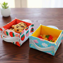 Fabric Basket Sewing Pattern With Handles For Storage Organizer And Snack Tray PDF Tutorial