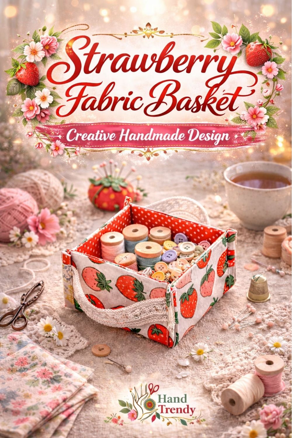 Fabric Basket Sewing Pattern With Handles For Storage Organizer And Snack Tray PDF Tutorial