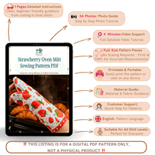 Strawberry Oven Mitt Sewing Pattern – Quilted Kitchen Glove PDF Tutorial - Hand Trendy