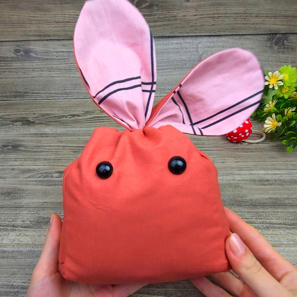 Bunny Treat Bag Sewing Pattern PDF Easter Gift Pouch With Ears Drawstring Candy Bag Template