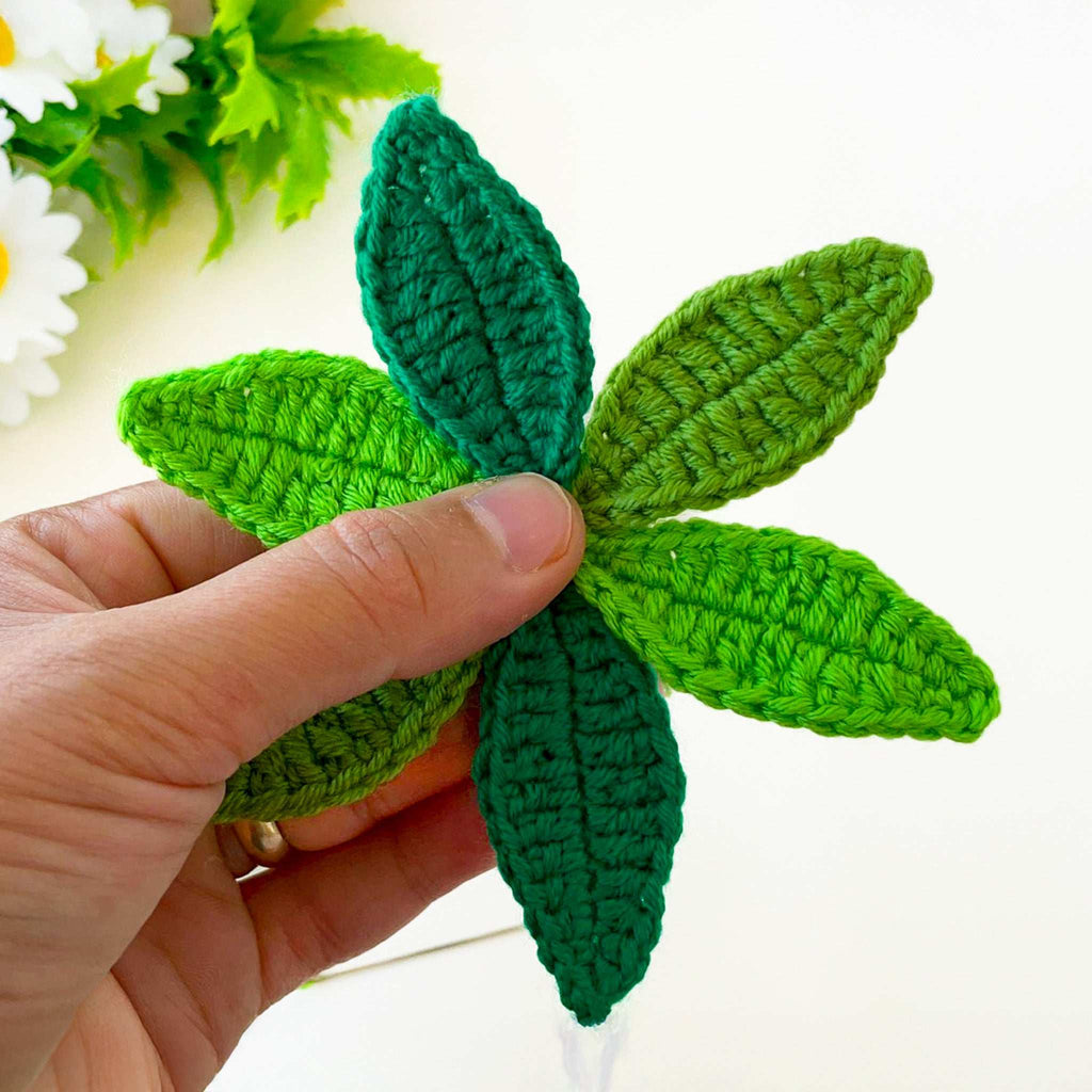 Textured Crochet Leaf Pattern PDF, 3D Botanical Applique Tutorial - Hand Trendy