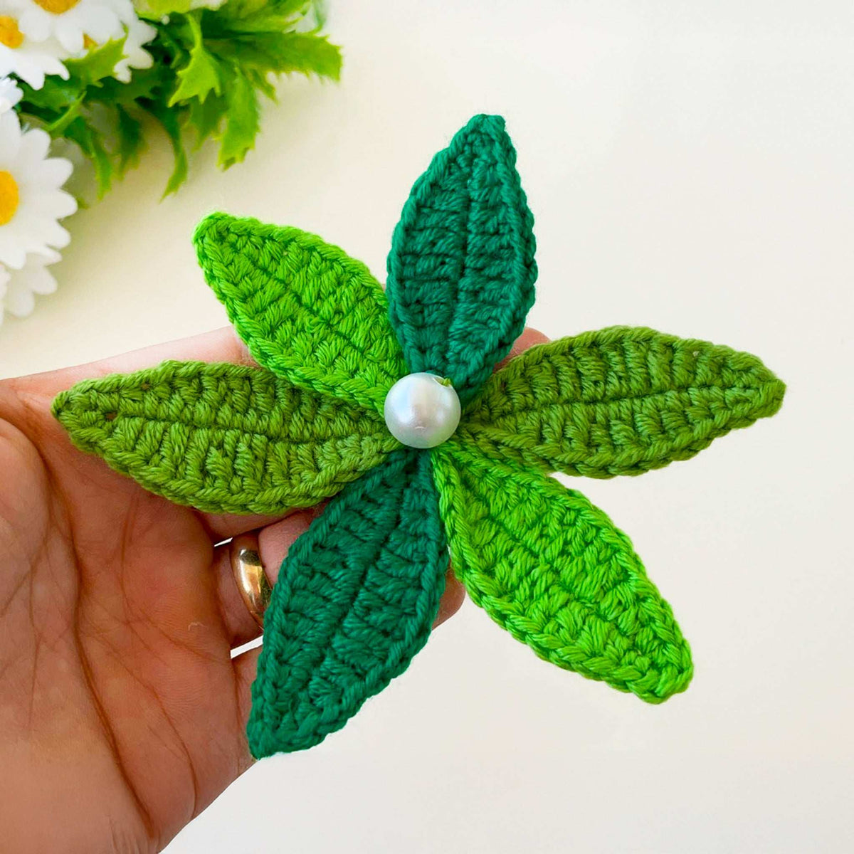 Textured Crochet Leaf Pattern PDF, 3D Botanical Applique Tutorial - Hand Trendy