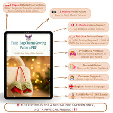 Tulip Bag Charm Sewing Pattern Fabric Flower Keychain Tutorial Easy DIY Sewing PDF Guide