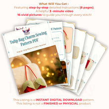 Tulip Bag Charm Sewing Pattern Fabric Flower Keychain Tutorial Easy DIY Sewing PDF Guide