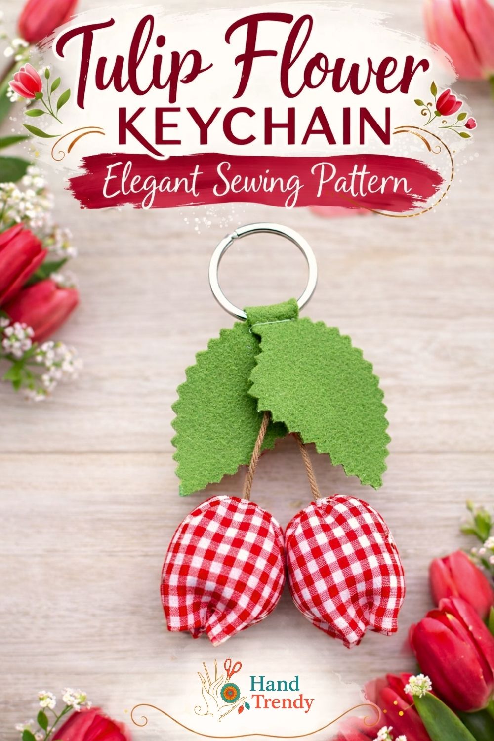 Fabric Tulip Hanging Pattern PDF Decorative Flower Ornament Sewing Template Spring Wall Decor