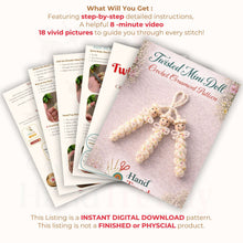 Crochet Hanging Doll Pattern PDF, Spiral Body Amigurumi Tutorial, Mini Ornament Charm Design