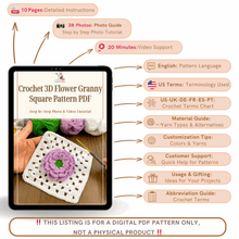 Crochet 3D Flower Granny Square Pattern PDF, Layered Bloom Motif Tutorial - Hand Trendy