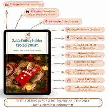 Santa Cutlery Holder Crochet Pattern PDF For Christmas Table Decor - Hand Trendy