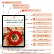 Crochet Christmas Wreath Pattern PDF Download, Handmade Holiday Ornament Tutorial - Hand Trendy