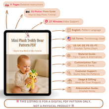 Mini Plush Teddy Bear Pattern PDF, Amigurumi Small Velvet Bear Tutorial, DIY Soft Toy for Babies