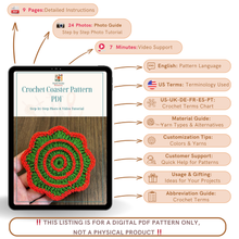 Crochet Coaster Pattern PDF – Spiral Edge Round Coaster Tutorial – Handmade Crochet Mug Mat or Gift Idea