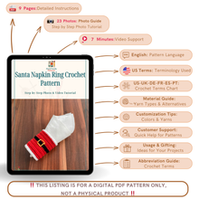 Santa Napkin Ring Crochet Pattern PDF For Christmas Table Setting