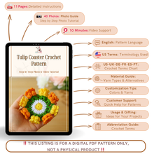 Tulip Coaster Crochet Pattern – Colorful Flower Doily PDF - Spring Floral Table Decor