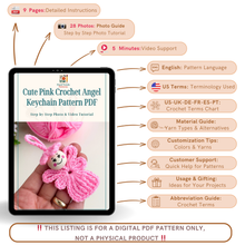 Cute Pink Crochet Angel Keychain Pattern PDF, Amigurumi Angel Ornament DIY Tutorial