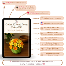 Crochet 3D Potted Flower Pattern PDF, Amigurumi Flower Pot Tutorial, DIY Home Decor Plant