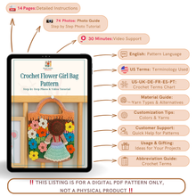 Crochet Flower Girl Bag Pattern PDF – Handmade Crochet Tote Tutorial – Floral Crochet Purse