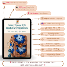 Granny Square Style Crochet Keychain Pouch – Beginner Friendly Small Crochet Bag PDF Gift