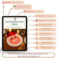 Santa Placemat Crochet Pattern PDF For Christmas Table Decor