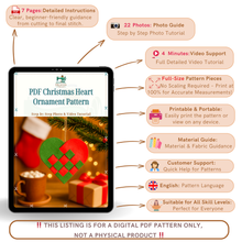 PDF Christmas Heart Ornament Pattern, DIY Woven Felt Scandinavian Basket Heart Template