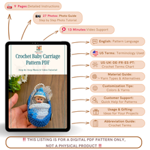 Crochet Baby Carriage Pattern PDF, Baby Shower Favor Tutorial