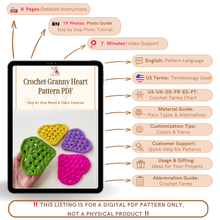 Crochet Granny Heart Pattern PDF, Easy Crochet Heart Motif Tutorial