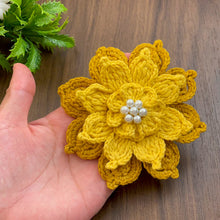 Crochet Lotus Flower Pattern PDF – 3D Layered Floral Appliqué Tutorial – Handmade Crochet Brooch or Hair Accessory - Hand Trendy