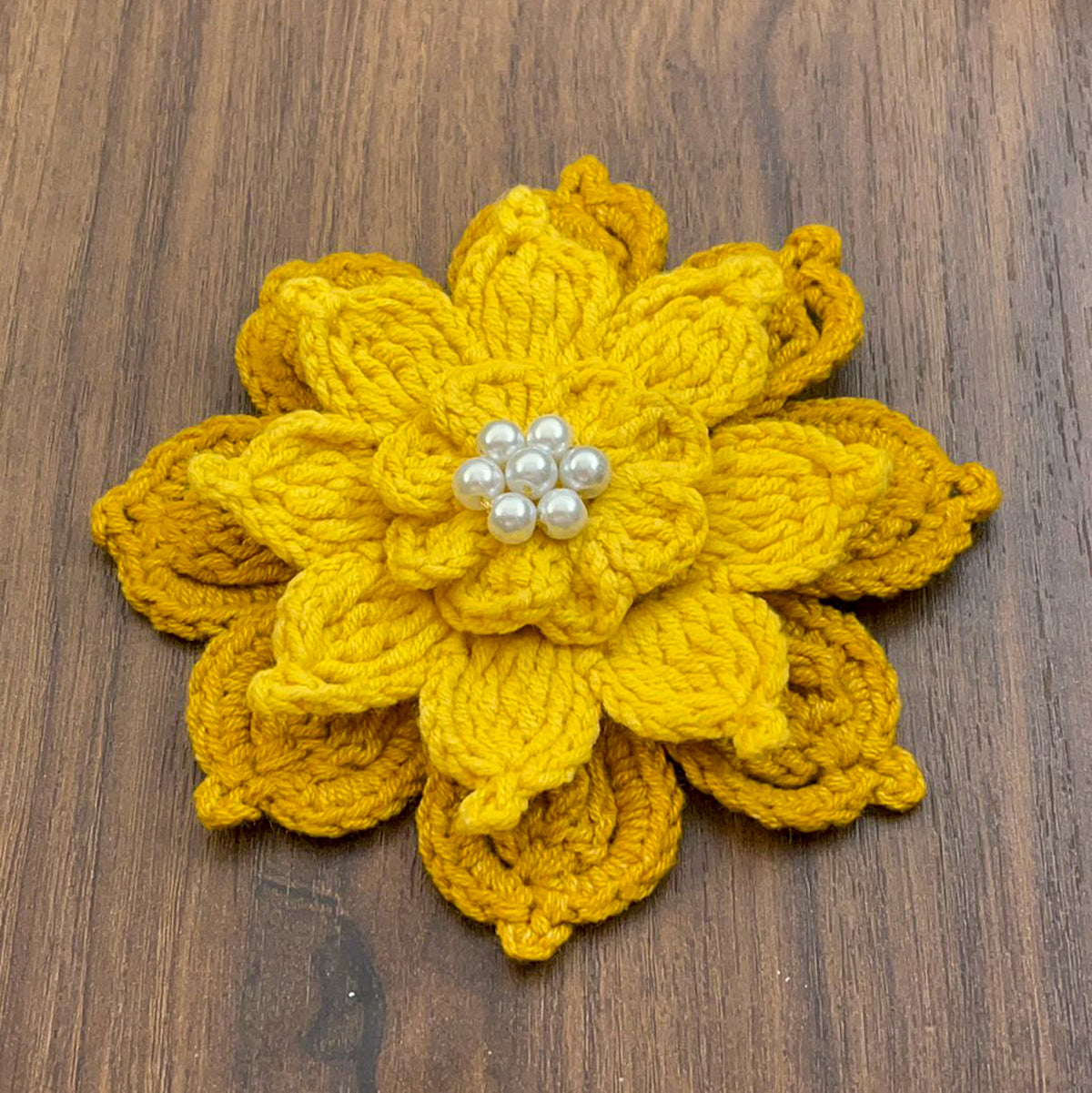 Crochet Lotus Flower Pattern PDF – 3D Layered Floral Appliqué Tutorial – Handmade Crochet Brooch or Hair Accessory - Hand Trendy