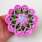 Crochet Floral Motif Coaster Pattern Layered Petal Doily Design Vintage Lace Round Crochet Tutorial PDF - Hand Trendy