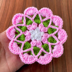 Crochet Floral Motif Coaster Pattern Layered Petal Doily Design Vintage Lace Round Crochet Tutorial PDF - Hand Trendy
