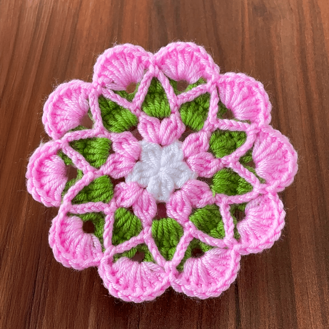 Crochet Floral Motif Coaster Pattern Layered Petal Doily Design Vintage Lace Round Crochet Tutorial PDF - Hand Trendy