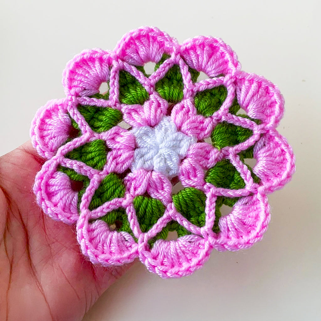 Crochet Floral Motif Coaster Pattern Layered Petal Doily Design Vintage Lace Round Crochet Tutorial PDF - Hand Trendy