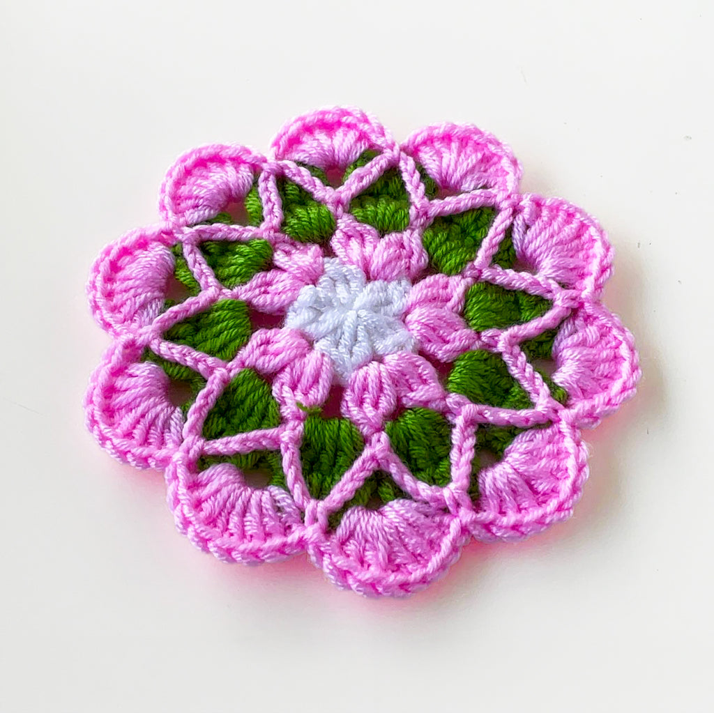 Crochet Floral Motif Coaster Pattern Layered Petal Doily Design Vintage Lace Round Crochet Tutorial PDF - Hand Trendy