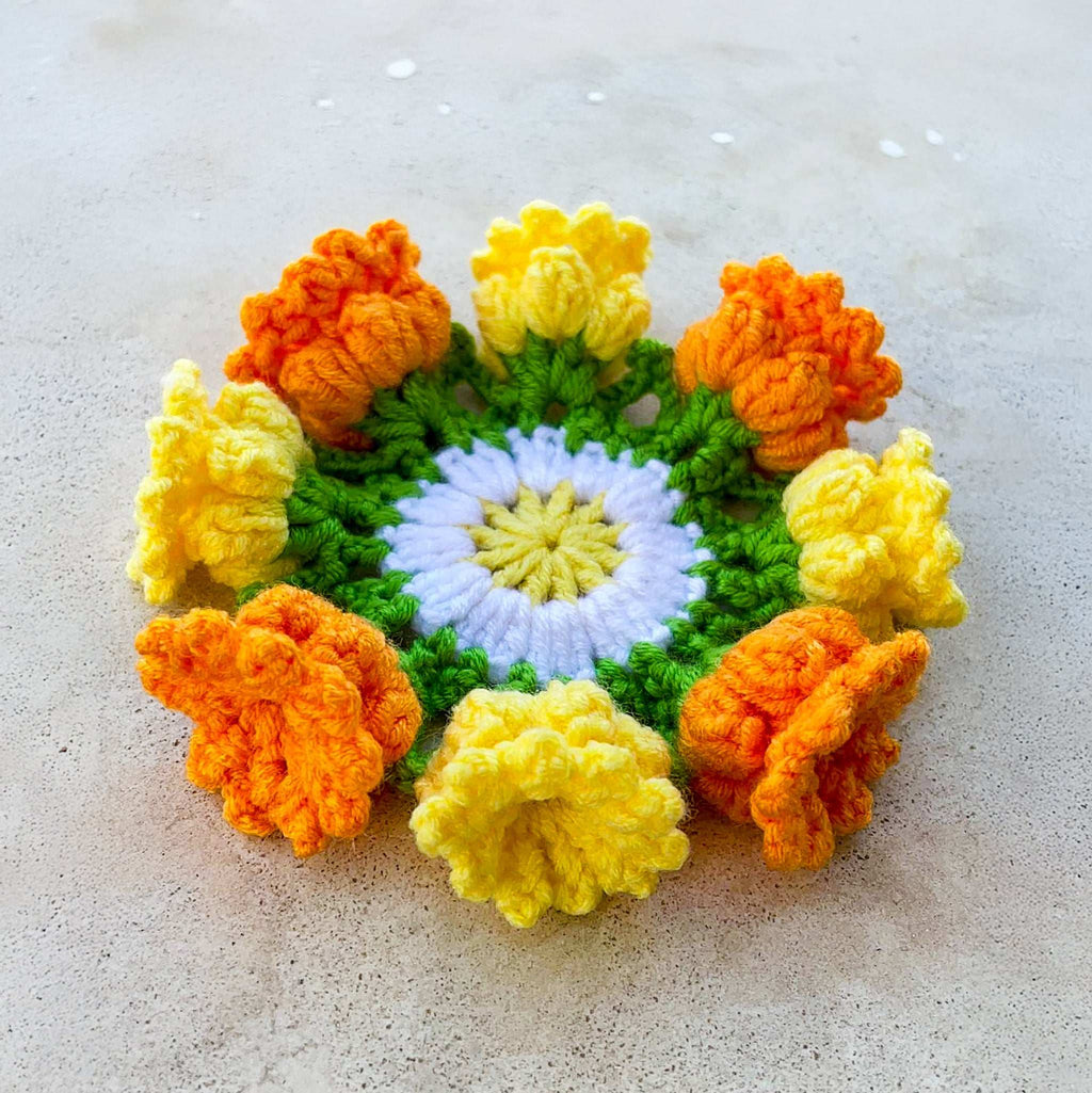 Tulip Coaster Crochet Pattern – Colorful Flower Doily PDF - Spring Floral Table Decor - Hand Trendy